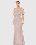 Sleeveless Gown With Embellished Cape