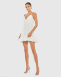 Ruffle V-Neck Criss-Cross Mini Dress