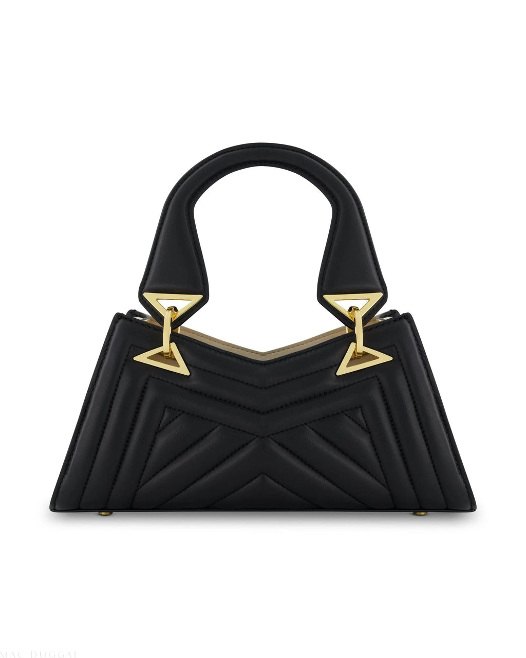 Black Angular Quilted Napa Leather Handbag