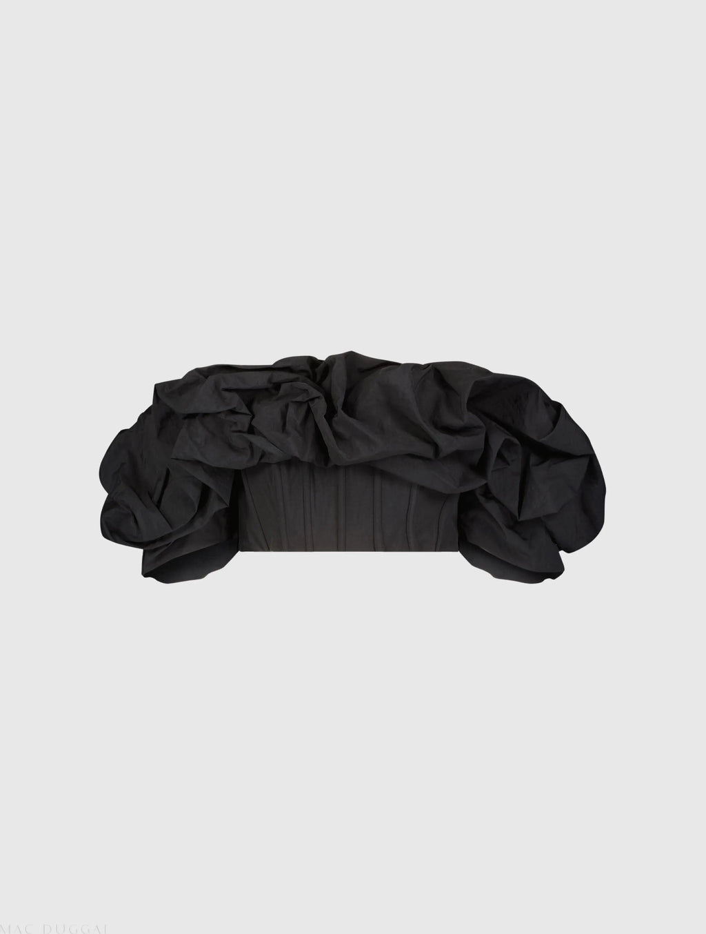 Black Faille Off The Shoulder Bustier Ruffle Top - FINAL SALE